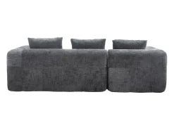 Sofá esquinero gris - Sofá recto con bolsillos de almacenamiento y 3 cojines - con chaise longue y reposabrazos