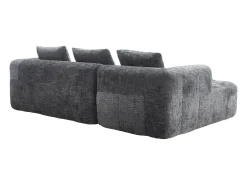 Sofá esquinero gris - Sofá recto con bolsillos de almacenamiento y 3 cojines - con chaise longue y reposabrazos