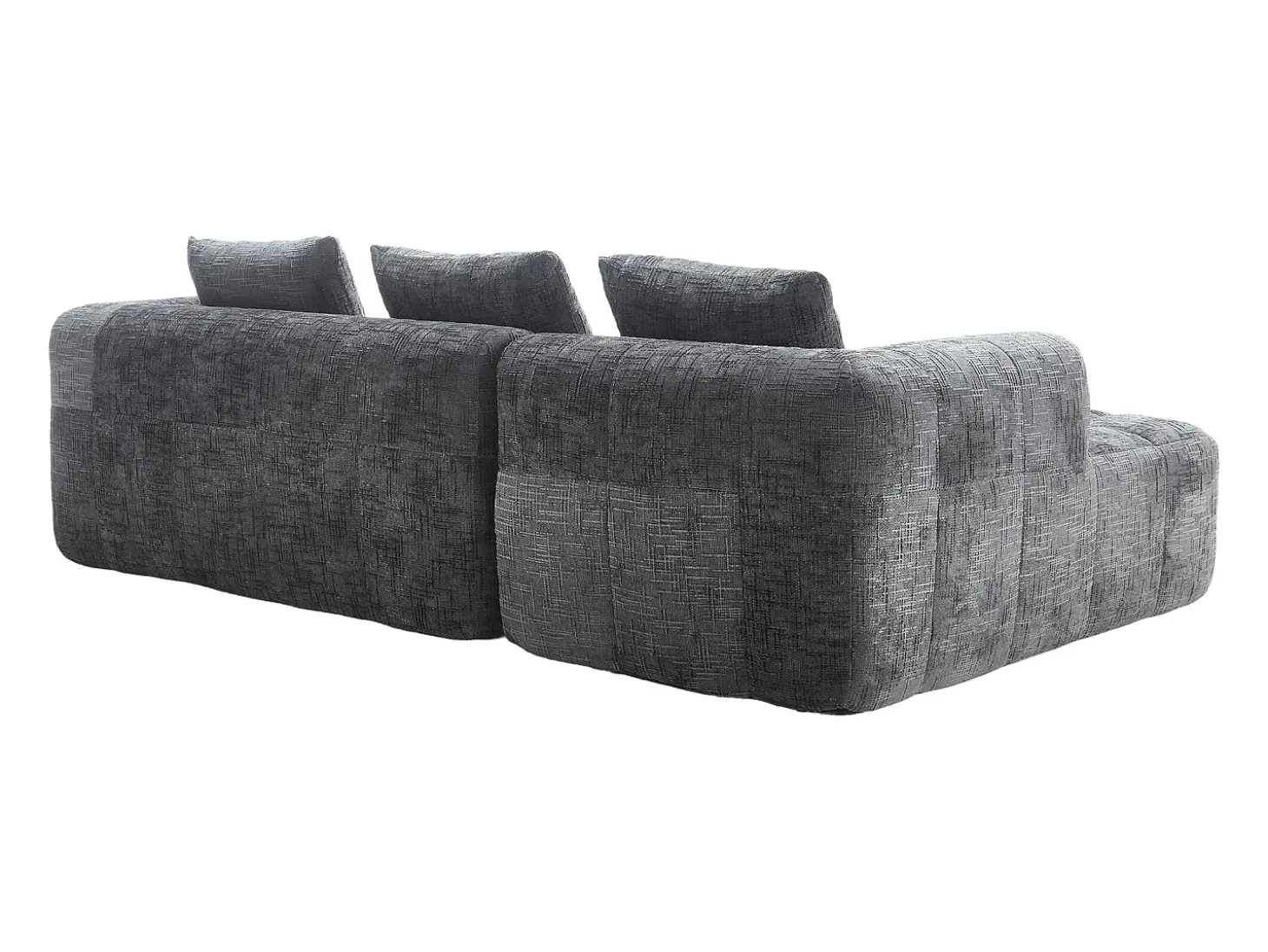 Sofá esquinero gris - Sofá recto con bolsillos de almacenamiento y 3 cojines - con chaise longue y reposabrazos