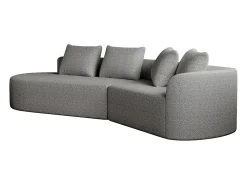 Sofá esquinero gris claro - Sofá de 4 plazas con 4 cojines decorativos y respaldo - chenilla