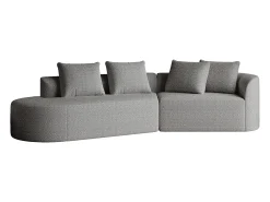 Sofá esquinero gris claro - Sofá de 4 plazas con 4 cojines decorativos y respaldo - chenilla