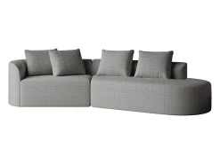 Sofá esquinero gris claro - Sofá de 4 plazas con 4 cojines decorativos y respaldo - chenilla