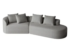 Sofá esquinero gris claro - Sofá de 4 plazas con 4 cojines decorativos y respaldo - chenilla