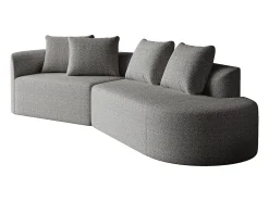 Sofá esquinero gris claro - Sofá de 4 plazas con 4 cojines decorativos y respaldo - chenilla