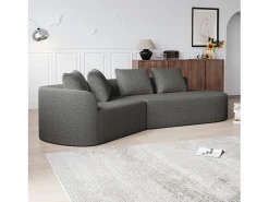 Sofá esquinero gris oscuro - Sofá de 4 plazas con 4 cojines decorativos y respaldo - chenilla