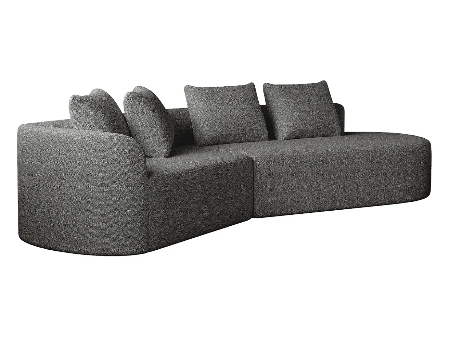 Sofá esquinero gris oscuro - Sofá de 4 plazas con 4 cojines decorativos y respaldo - chenilla