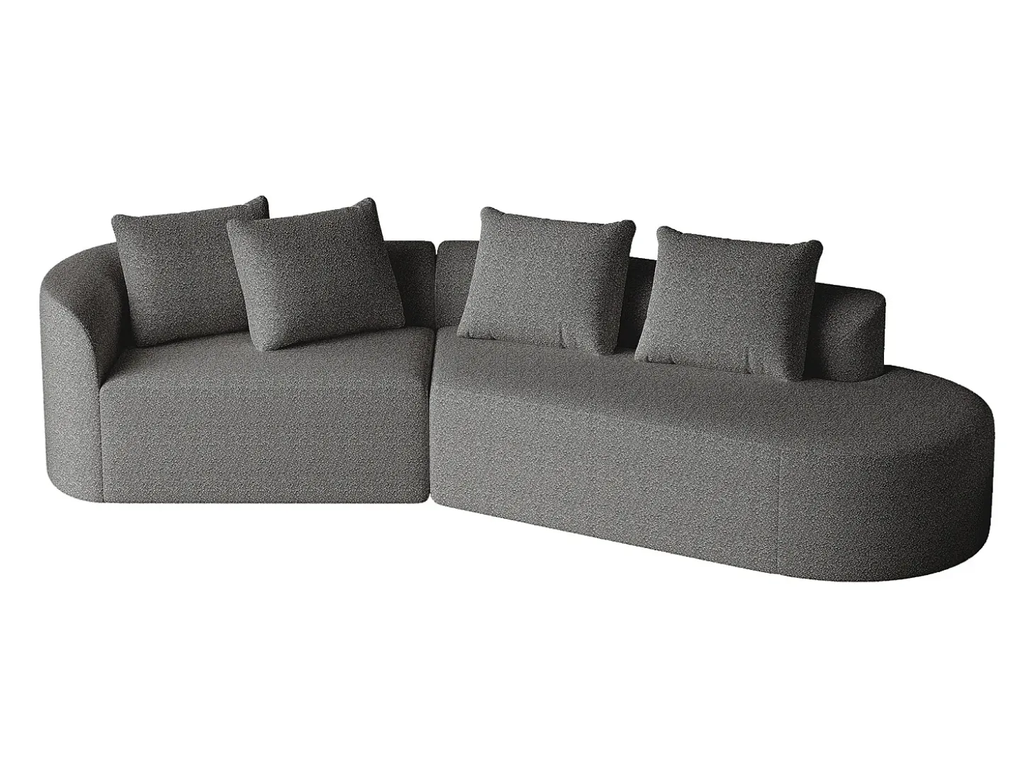 Sofá esquinero gris oscuro - Sofá de 4 plazas con 4 cojines decorativos y respaldo - chenilla