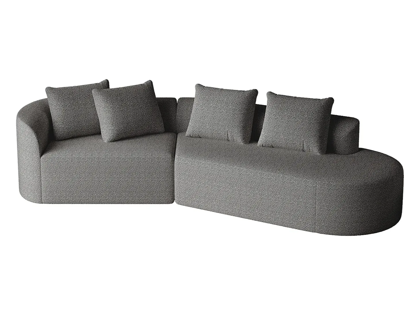 Sofá esquinero gris oscuro - Sofá de 4 plazas con 4 cojines decorativos y respaldo - chenilla