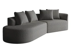 Sofá esquinero gris oscuro - Sofá de 4 plazas con 4 cojines decorativos y respaldo - chenilla