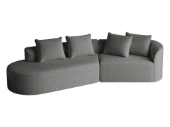 Sofá esquinero gris oscuro - Sofá de 4 plazas con 4 cojines decorativos y respaldo - chenilla