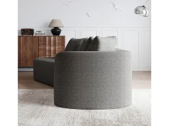 Sofá Esquinero Izquierdo Moderno Súper Grande 4 Plazas, con 4 Cojines, Chaise Longue Curva, Tejido Chenilla, Gris Claro