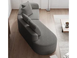 Sofá Esquinero Izquierdo Moderno Súper Grande 4 Plazas, con 4 Cojines, Chaise Longue Curva, Tejido Chenilla, Gris Claro
