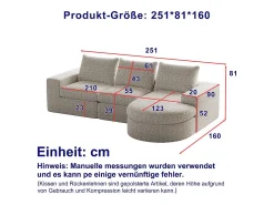 Sofá Esquinero Modular 3 Plazas, con Chaise Longue Curva Reversible, 3 Cojines y Almohadas Cervicales, Tejido Chenilla, Beige