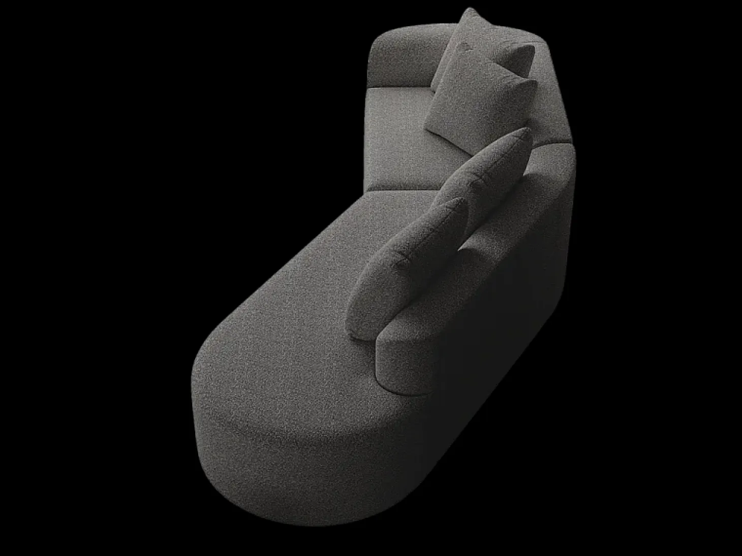 Sofá Esquinero Recto Moderno Súper Grande 4 Plazas, con 4 Cojines, Chaise Longue Curva, Tejido Chenilla, Gris Antracita