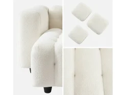 Sofá esquinero reversible con rizo texturado crema