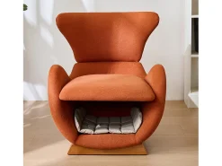 Sofá individual - 66 x 55 x 76 cm - Sillón apto para mascotas - Madera - Rojo