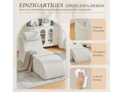 Sofá moderno con un diseño único y ergonómico - 160 x 66 x 90 cm - con cojín de asiento extraíble - terciopelo - beige
