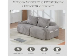 Sofá moderno de 2 plazas - 200 x 99 x 80 cm - con portavasos + bolsillo de almacenamiento - terciopelo - gris claro