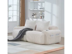 Sofá moderno de 2 plazas - 200 x 99 x 80 cm - con portavasos + bolsillo de almacenamiento - terciopelo - beige