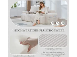 Sofá moderno de 2 plazas - 200 x 99 x 80 cm - con portavasos + bolsillo de almacenamiento - terciopelo - beige
