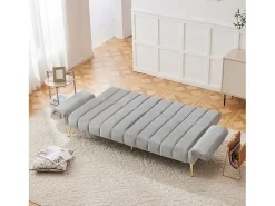 Sofá moderno de terciopelo gris con respaldo y reposabrazos ajustables – para salón, dormitorio o cine en casa