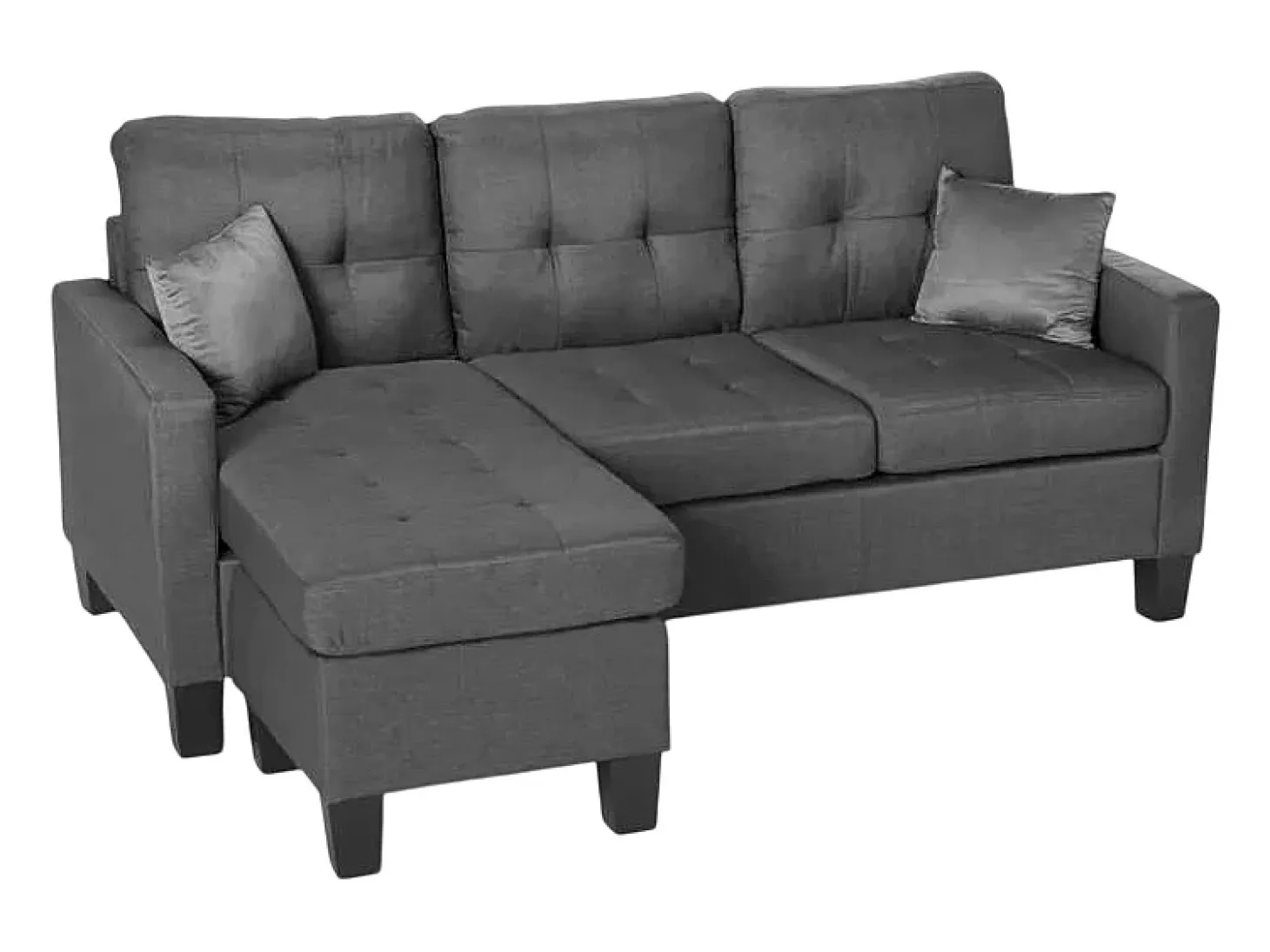 Sofá moderno esquinero 3 plazas pouf 2 cojines salón Remissus - Gris