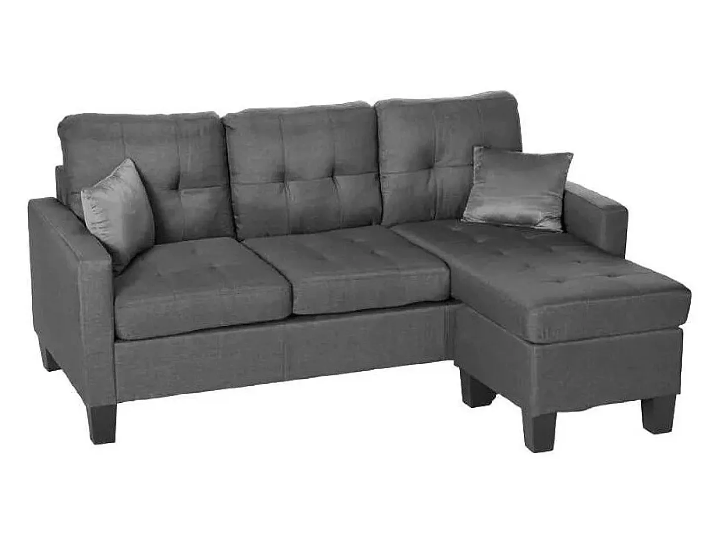 Sofá moderno esquinero 3 plazas pouf 2 cojines salón Remissus - Gris