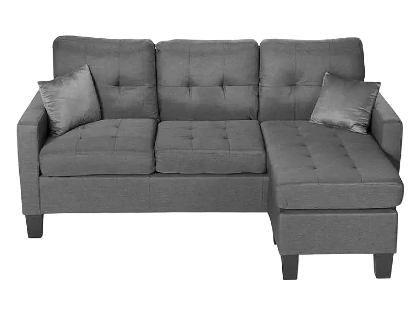 Sofá moderno esquinero 3 plazas pouf 2 cojines salón Remissus - Gris