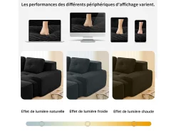 Sofá Modular 3 plazas en Pana, con 3 cojines, 74cm asiento extra profundo, 293x104x69cm, Negro