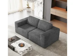 Sofá Modular 2 plazas en Pana, con 2 cojines, 202x101x82cm, Gris
