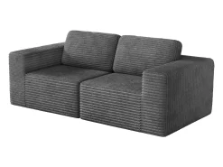 Sofá Modular 2 plazas en Pana, con 2 cojines, 202x101x82cm, Gris