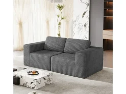 Sofá Modular 2 plazas en Pana, con 2 cojines, 202x101x82cm, Gris
