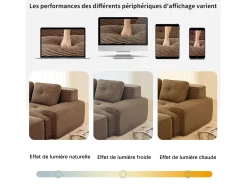 Sofá Modular 3 plazas en Pana, con 3 cojines, 74cm asiento extra profundo, 293x104x69cm, Marrón