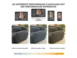 Sofá Modular 2 plazas en tela peluche, con 2 cojines, asiento extra profundo 75cm, 204x104x73cm, Gris