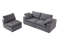 Sofá modular Cloud con espuma certificada, asiento tapizado, color gris