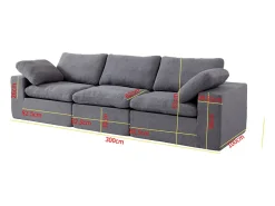 Sofá modular Cloud con espuma certificada, asiento tapizado, color gris