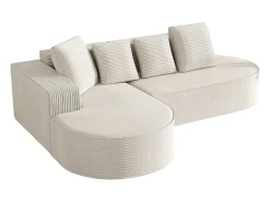 Sofá modular con chaise longue en L, asiento profundo, relleno de espuma comprimida, blanco