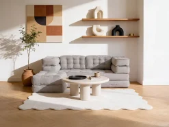 Sofá modular convertible de tela color gris DILAKO