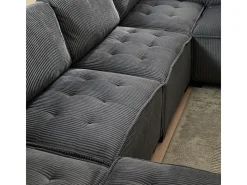 Sofá modular convertible en terciopelo gris - 6 plazas - ergonómico - con bolsillos de almacenamiento - 308x154x82cm