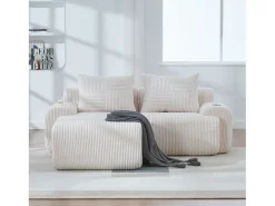 Sofá modular de 2 plazas - 200 x 174 x 80 cm - con 1 otomana + portavasos + bolsillo de almacenamiento - terciopelo - beige