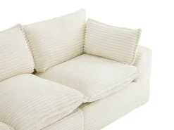 Sofá modular de esquina con puf de pana gruesa beige CYROMA