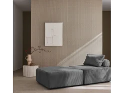 Sofá modular de pana, 2 plazas gris oscuro