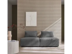 Sofá modular de pana, 2 plazas gris oscuro
