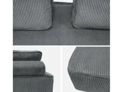 Sofá modular de pana, 2 plazas gris oscuro