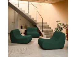 Sofá modular de terciopelo, 3 plazas verde