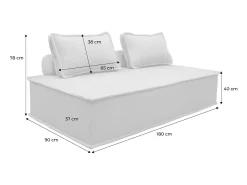 Sofá modular en tela lisa, 2 plazas crema