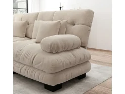Sofá modular esquina 4 plazas - con 2 pouf y 6 cojines - DIY forma U/L - 406x145x81cm - Beige