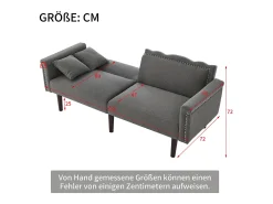 Sofá multifunción 2 en 1 - Sofá 2 plazas - Función reclinable - Respaldo doble ajustable individualmente - Tejido algodón-lino - Gris