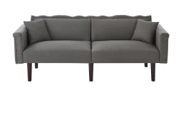Sofá multifunción 2 en 1 - Sofá 2 plazas - Función reclinable - Respaldo doble ajustable individualmente - Tejido algodón-lino - Gris