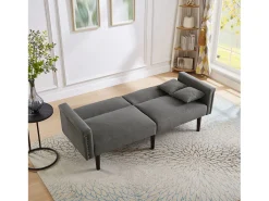 Sofá multifunción 2 en 1 - Sofá 2 plazas - Función reclinable - Respaldo doble ajustable individualmente - Tejido algodón-lino - Gris